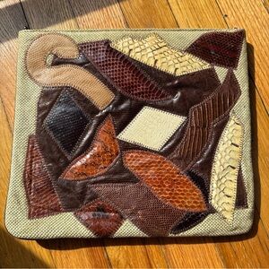 Vintage Original By Caprice Patchwork Snakeskin Leather Purse Bag Made In USA!!